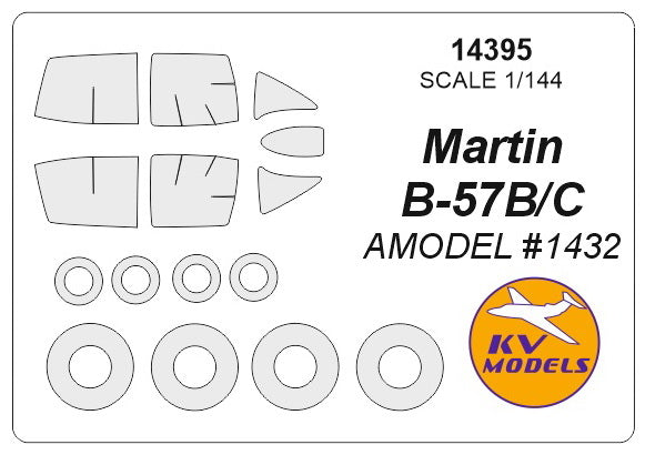 KV Models 14395 1:144 Martin B-57 canopy frame paint mask AND wheel paint mask
