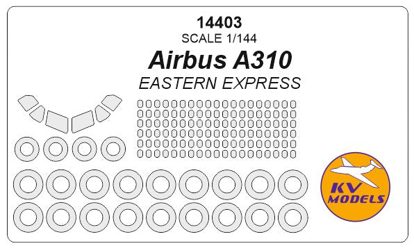KV Models 14403 1:144 Airbus A310 + masks for passenger windows wheels and canopy frame paint masks