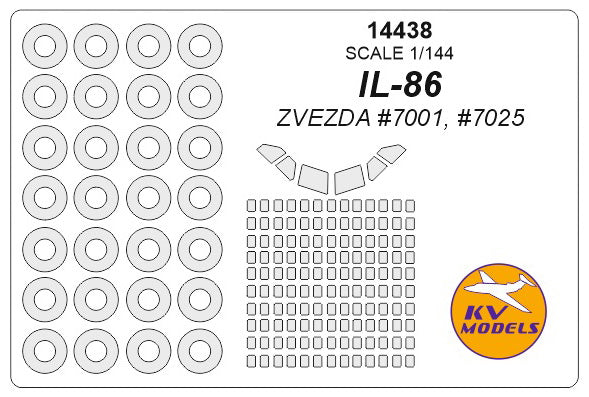 KV Models 14438 1:144 Ilyushin IL-86 canopy frame paint mask AND wheel paint mask