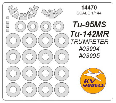 KV Models 14470 1:144 Tupolev Tu-95MS / Tu-142MR canopy frame paint mask AND wheel paint mask