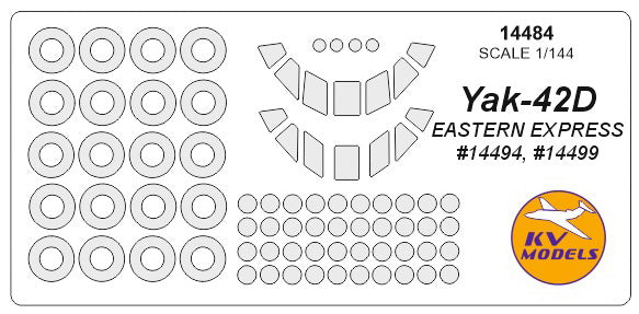 KV Models 14484 1:144 Yakovlev Yak-42D canopy frame paint mask AND wheel paint mask