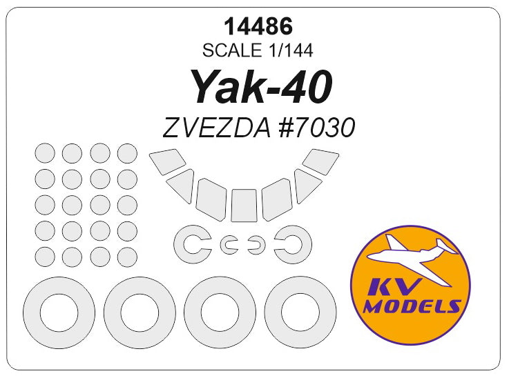 KV Models 14486 1:144 Yakovlev Yak-40 wheels and canopy frame paint masks (outside only)