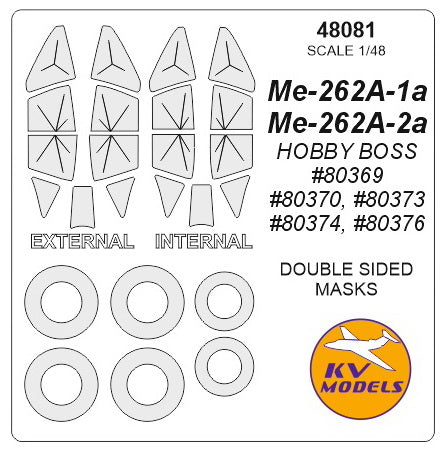 KV Models 48081 1:48 Messerschmitt Me-262A - wheels and canopy frame paint masks