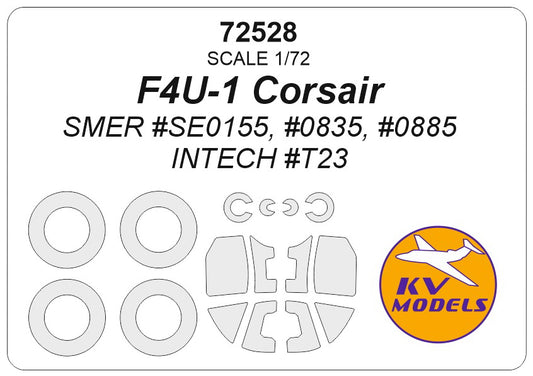 KV Models KV72528 1:72 Vought F4U-1 Corsair wheels and canopy frame paint mask