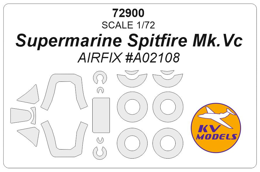 KV Models 72900 1:72 Supermarine Spitfire Mk.Vc Wheels & Canopy Frame Paint Masks (Outside Only)