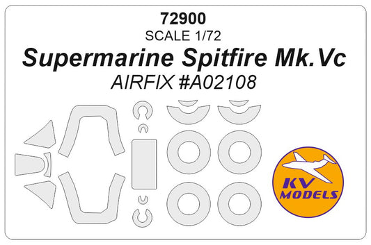KV Models 72900 1:72 Supermarine Spitfire Mk.Vc Wheels & Canopy Frame Paint Masks (Outside Only)