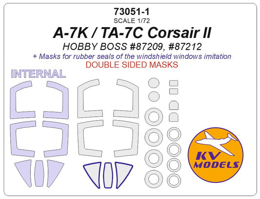 KV Models 73051-1 1:72 A-7K / LTV TA-7C Corsair II wheels and canopy frame paint masks