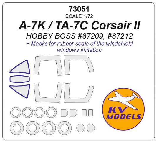 KV Models 73051 1:72 A-7K / LTV TA-7C Corsair II wheels and canopy frame paint masks