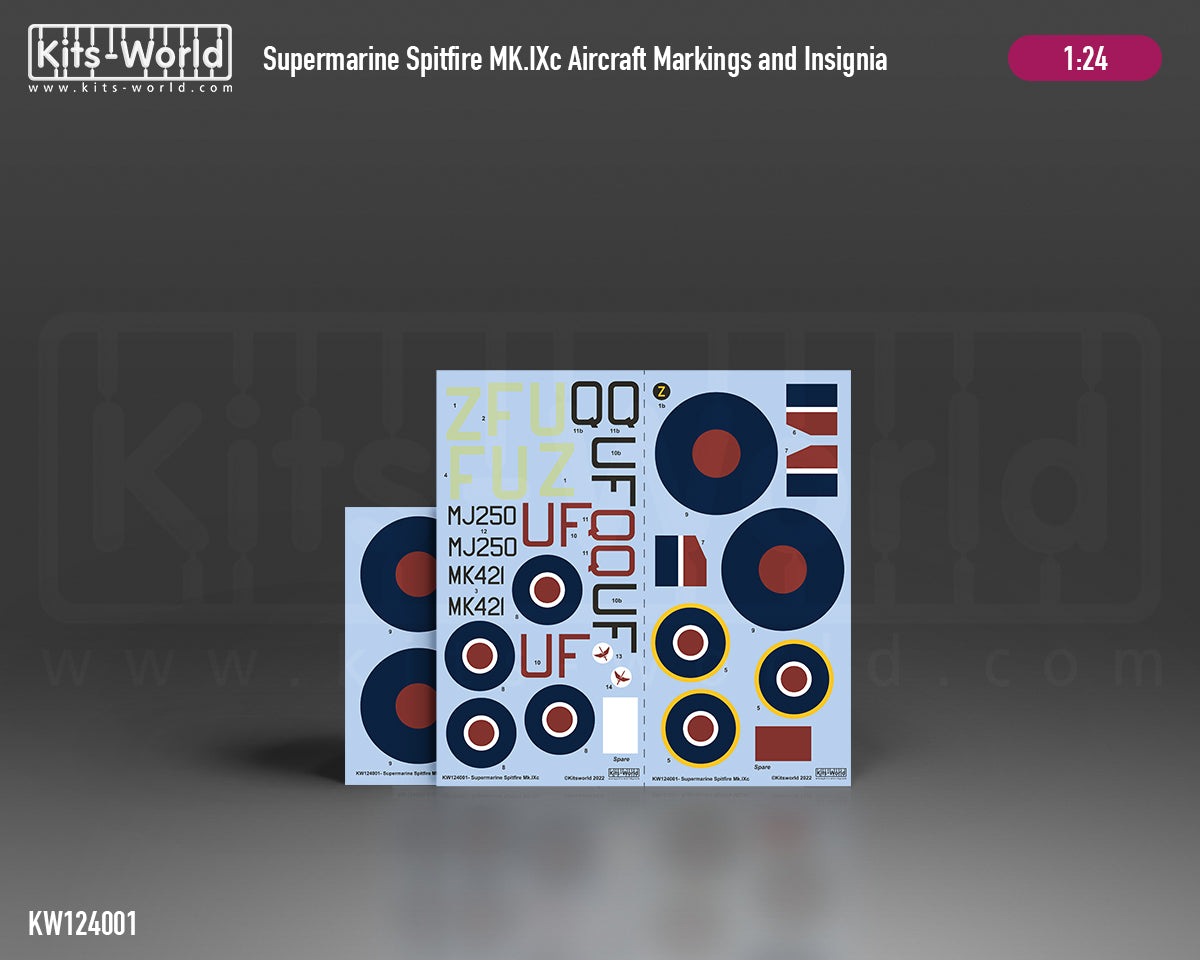 Kits-World KW124001 1:24 Supermarine Spitfire Mk.IXc Aircraft Markings & Insignia