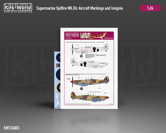 Kits-World KW124003 1:24 Supermarine Spitfire Mk.IXc Aircraft Markings & Insignia