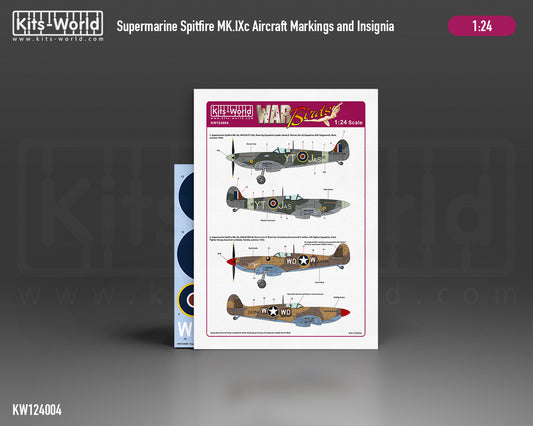 Kits-World KW124004 1:24 Supermarine Spitfire Mk.IXc Aircraft Markings & Insignia