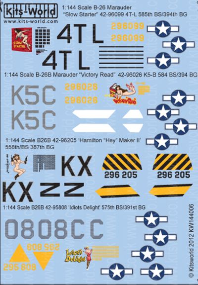 Kits-World KW144006 1:144 Martin B-26B Marauders