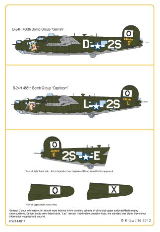 Kits-World KW144011 1:144 Consolidated B-24H Liberators