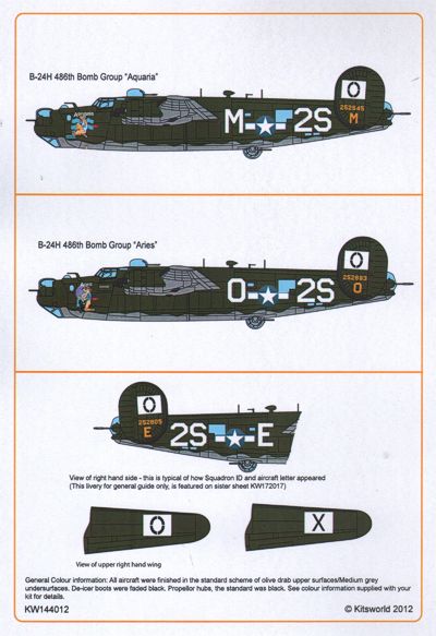 Kits-World KW144012 1:144 Consolidated B-24H Liberators