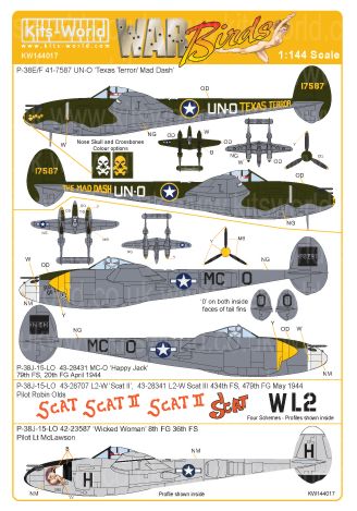 Kits-World KW144017 1:144 Lockheed P-38 Lightnings