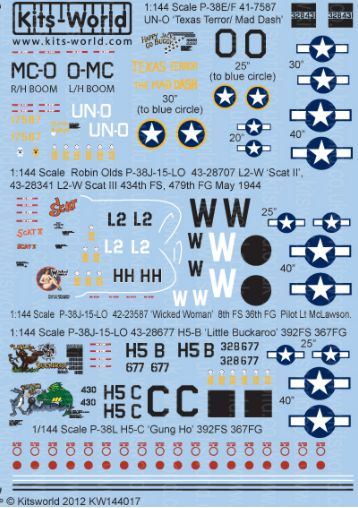 Kits-World KW144017 1:144 Lockheed P-38 Lightnings