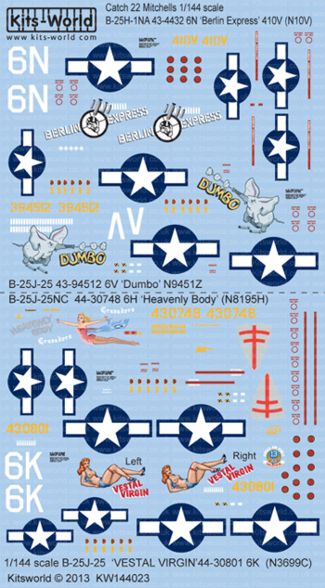 Kits-World KW144023 1:144 North-American B-25 Mitchells