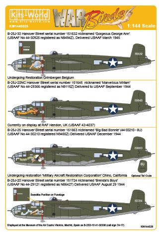 Kits-World KW144026 1:144 North-American B-25J Mitchells