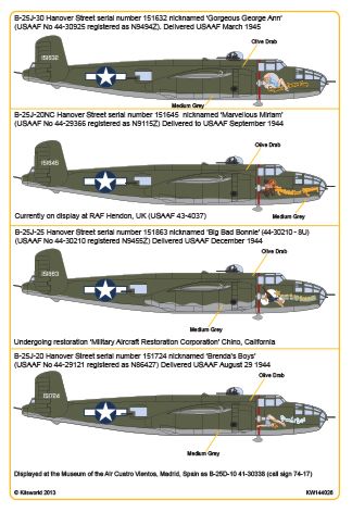 Kits-World KW144026 1:144 North-American B-25J Mitchells