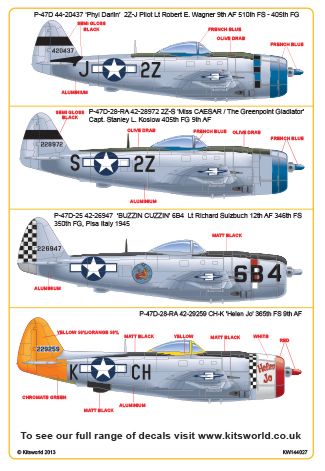 Kits-World KW144027 1:144 Republic P-47D Thunderbolt Bubbletops