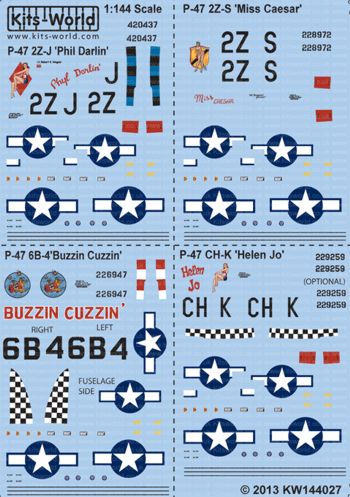 Kits-World KW144027 1:144 Republic P-47D Thunderbolt Bubbletops