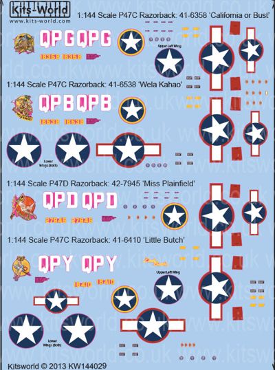 Kits-World KW144029 1:144 Republic P-47C Thunderbolt 'Razorback'