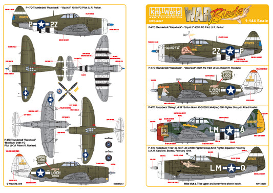 Kits-World KW144047 1:144 Republic P-47D Thunderbolt 'Razorback'