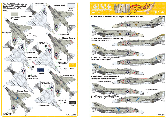 Kits-World KW144057 1:144 McDonnell F-4B Phantom- US Marine Corps