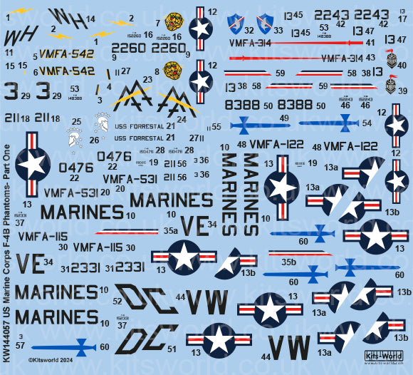 Kits-World KW144057 1:144 McDonnell F-4B Phantom- US Marine Corps