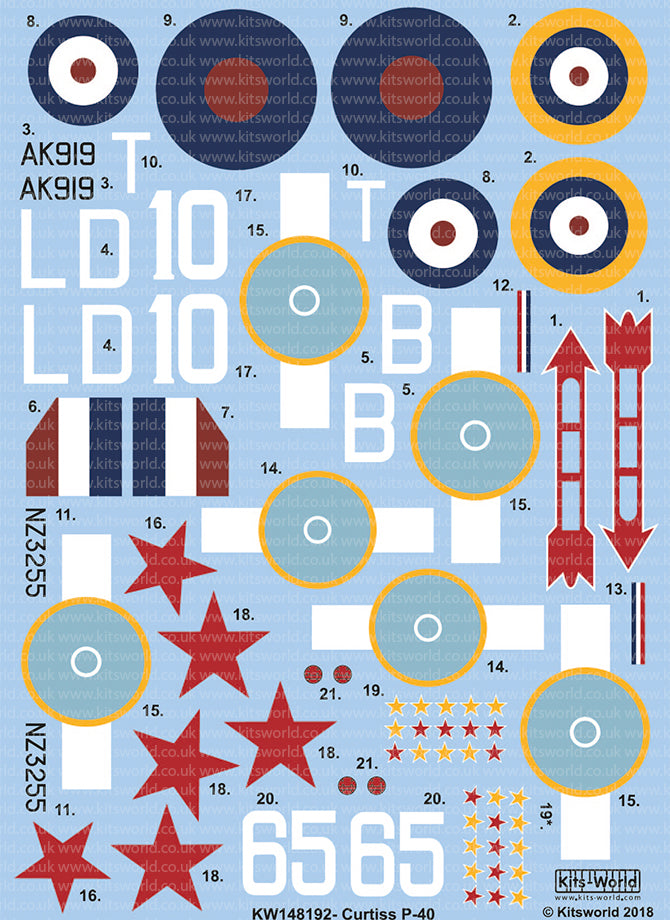 Kits-World KW148192 1:48 Curtiss Kittyhawk / P-40E