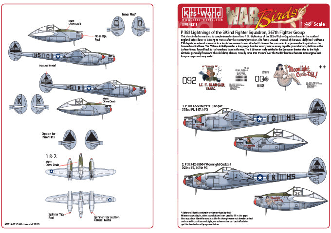 Kits-World KW148215 1:48 Lockheed P-38J Lightning