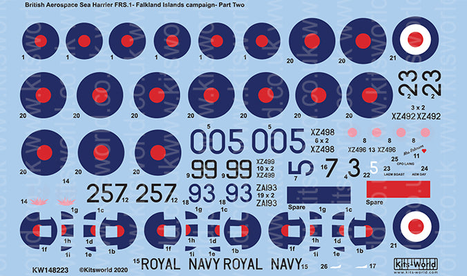 Kits-World KW148223 1:48 BAe Sea Harrier Falklands Campaign Set 2