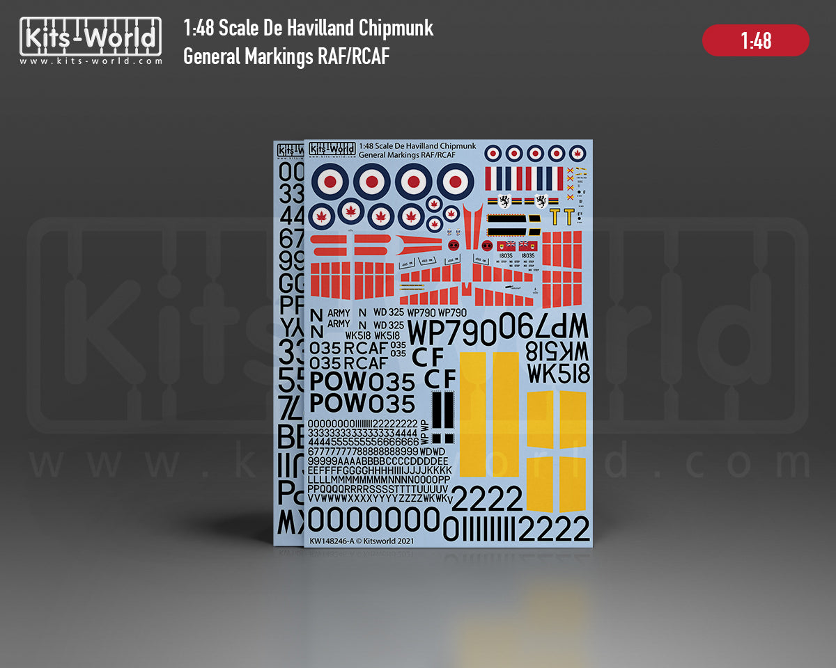 Kits-World KW148246AB 1:48 de Havilland Canada DHC-1 Chipmunk General Markings RAF/RCAF