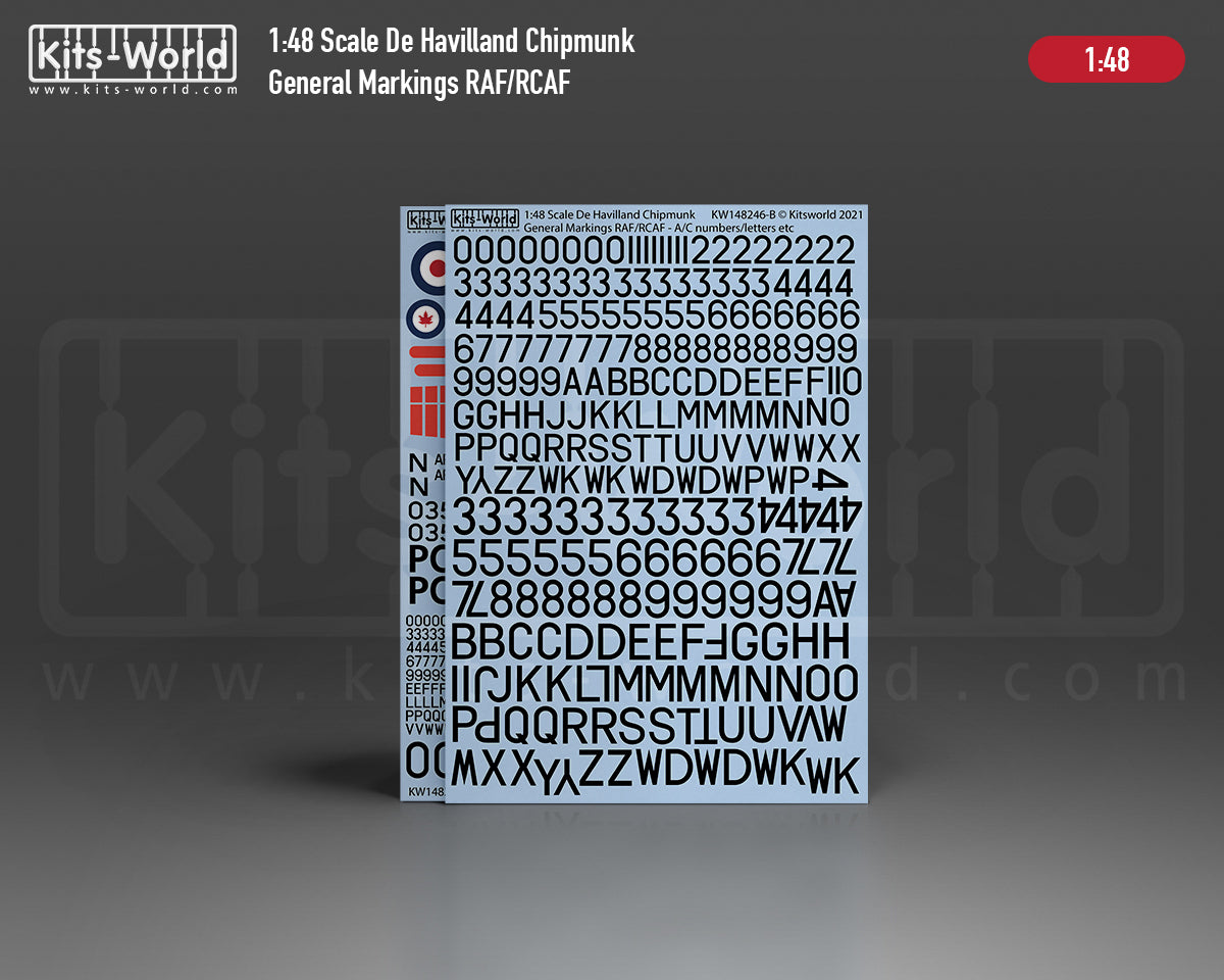 Kits-World KW148246AB 1:48 de Havilland Canada DHC-1 Chipmunk General Markings RAF/RCAF