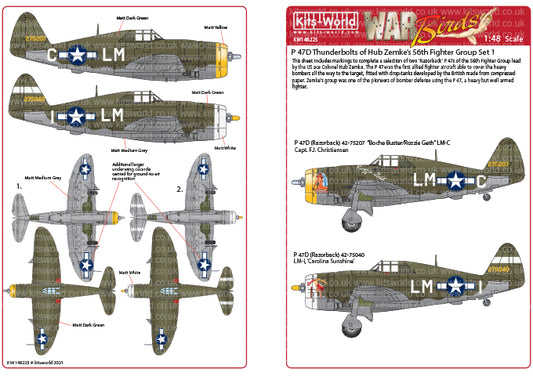 Kits-World KW148225 1:48 Republic P-47C/Ds Thunderbolt of the 56th Fighter Group