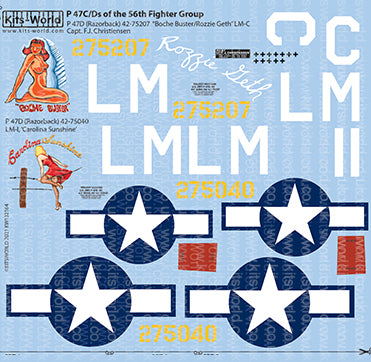 Kits-World KW148225 1:48 Republic P-47C/Ds Thunderbolt of the 56th Fighter Group