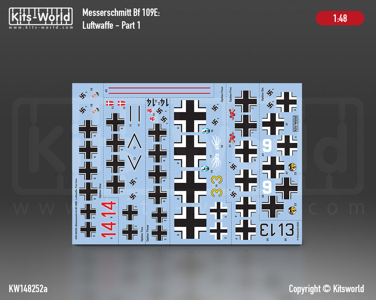 Kits-World KW148252 1:48 Messerschmitt Bf-109E Luftwaffe Part 1