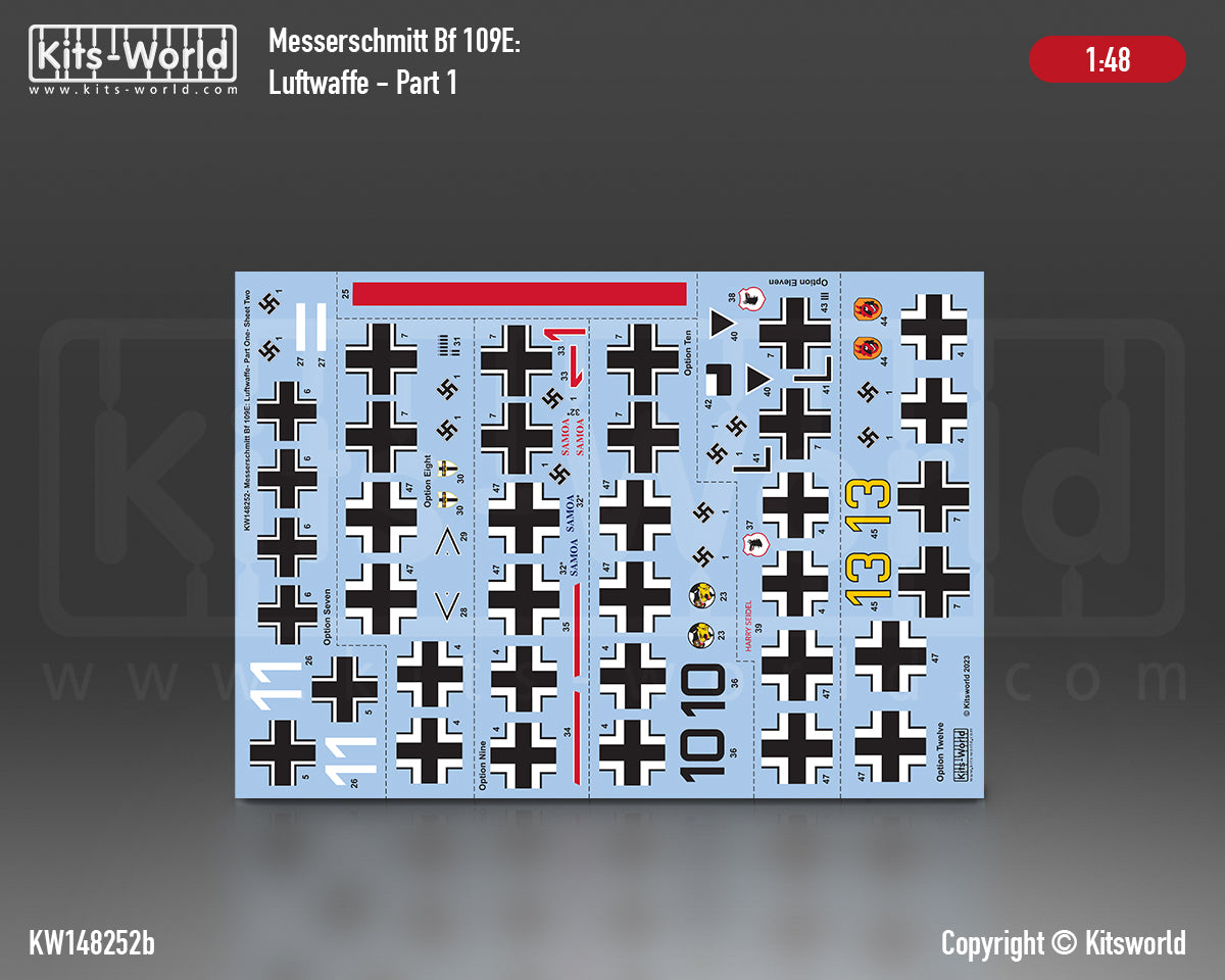 Kits-World KW148252 1:48 Messerschmitt Bf-109E Luftwaffe Part 1