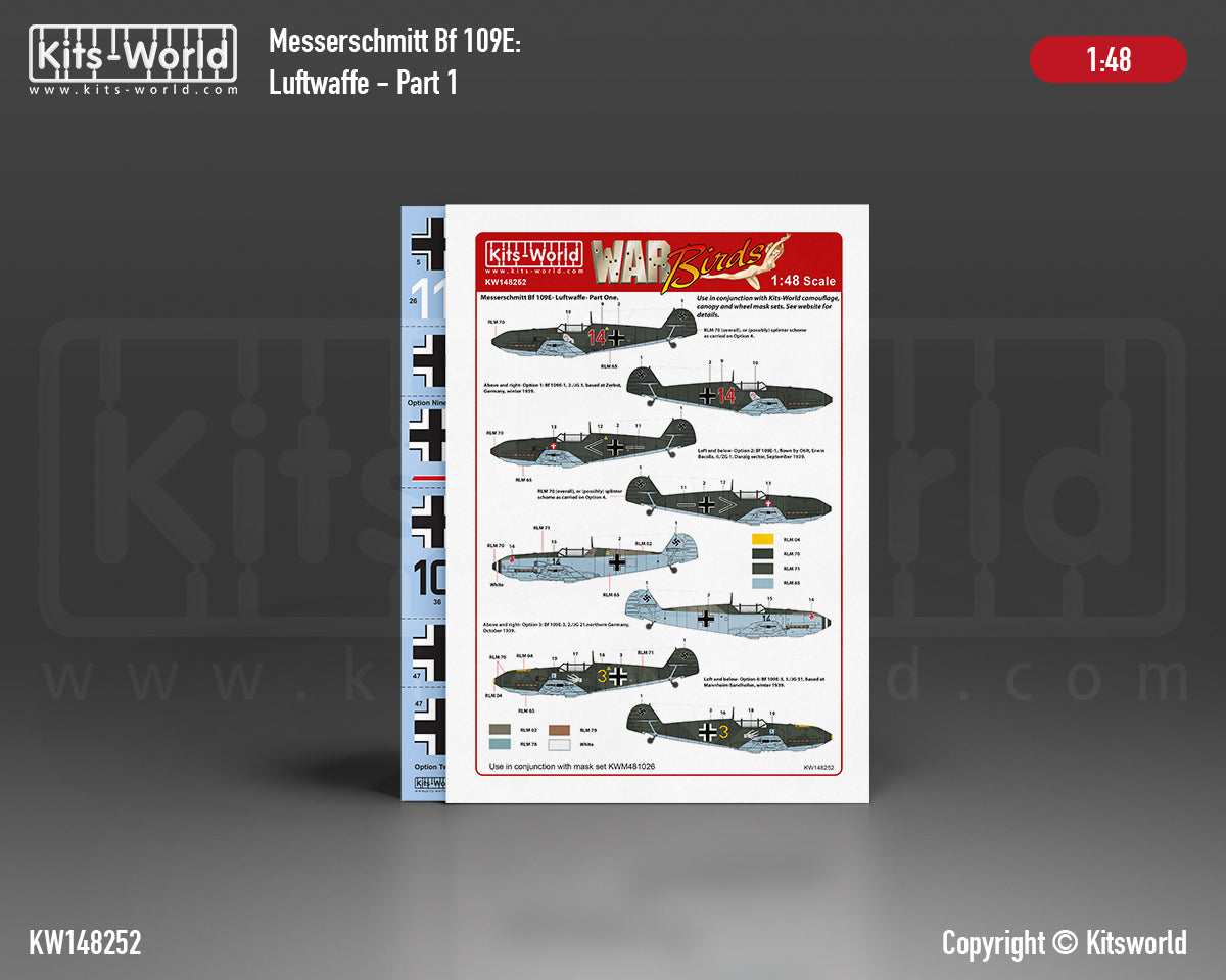 Kits-World KW148252 1:48 Messerschmitt Bf-109E Luftwaffe Part 1