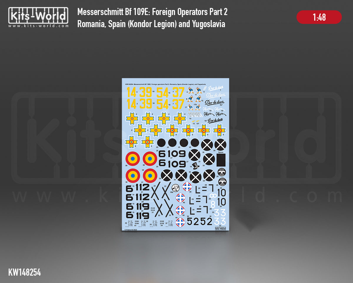 Kits-World KW148254 1:48 Messerschmitt Bf-109E Foreign Operators Part 2