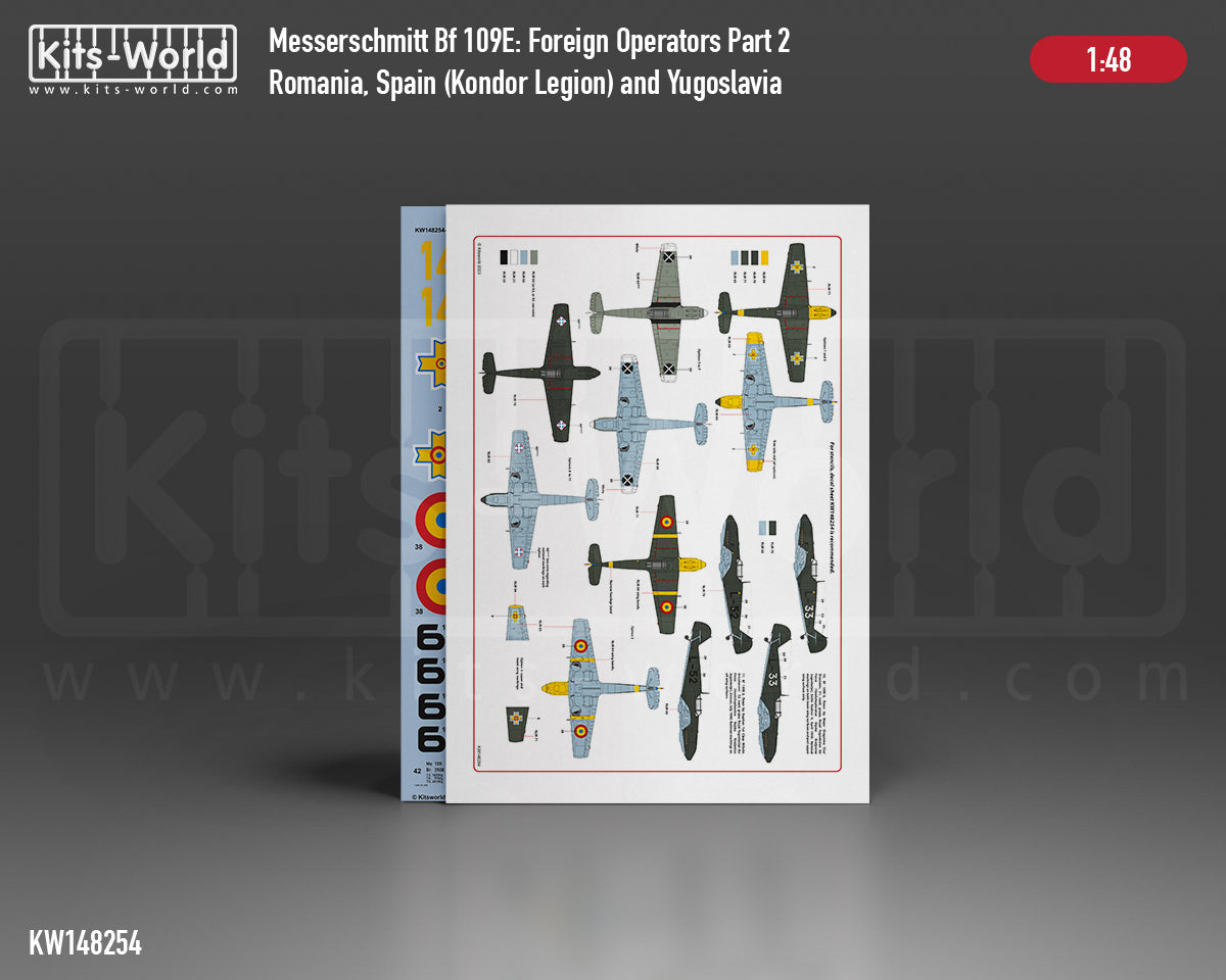 Kits-World KW148254 1:48 Messerschmitt Bf-109E Foreign Operators Part 2