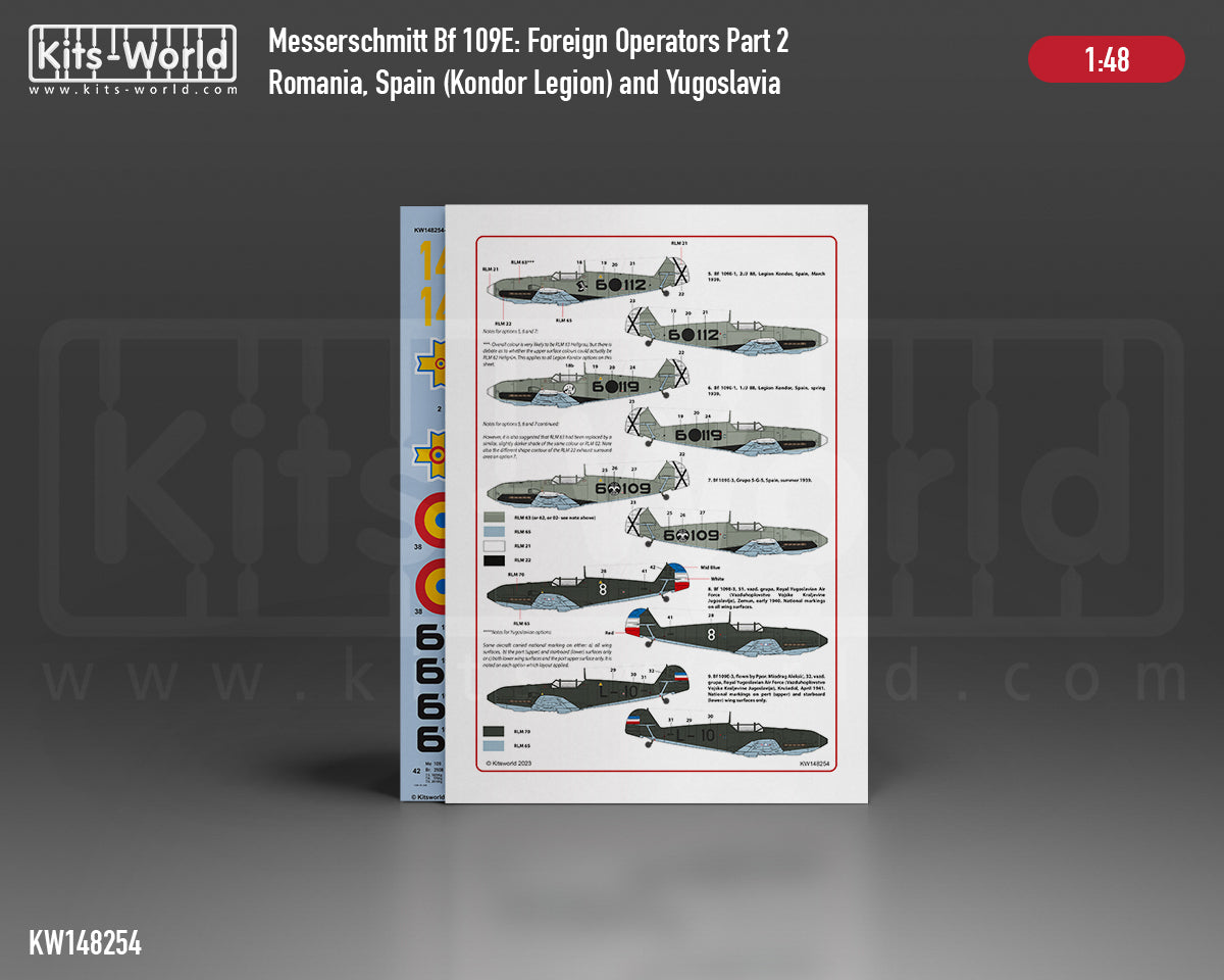 Kits-World KW148254 1:48 Messerschmitt Bf-109E Foreign Operators Part 2