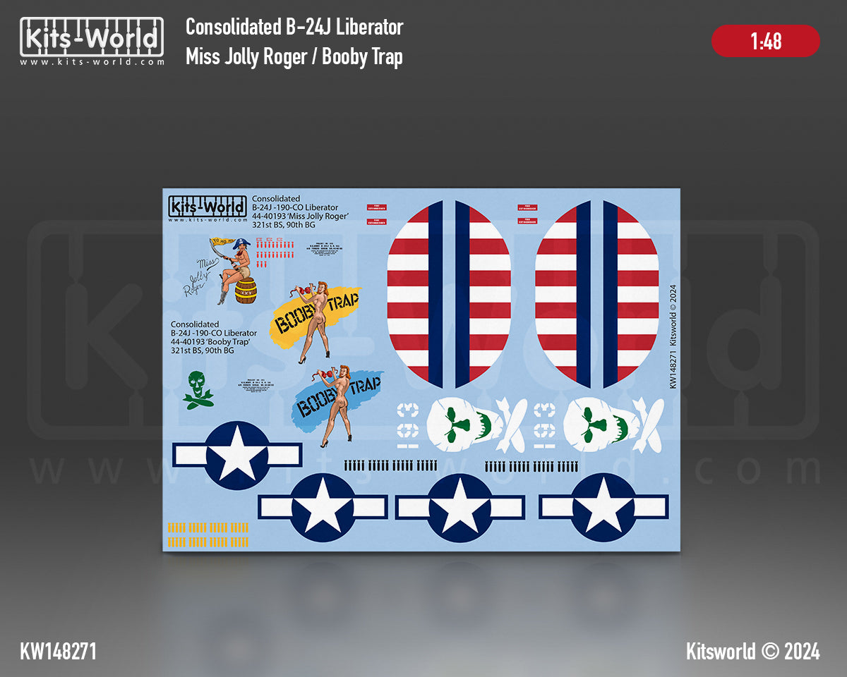 Kits-World 148271 1:48 Consolidated B-24J -190-CO Liberator 44-40193 ÃƒÆ’Ã‚Â¢ÃƒÂ¢Ã¢â‚¬Å¡Ã‚Â¬Ãƒâ€¹Ã…â€œMiss Jolly RogerÃƒÆ’Ã‚Â¢ÃƒÂ¢Ã¢â‚¬Å¡Ã‚Â¬ÃƒÂ¢Ã¢â‚¬Å¾Ã‚Â¢ 321st BS, 90th BG.Consolidated B-24J -190-CO Liberator 44-40193 ÃƒÆ’Ã‚Â¢ÃƒÂ¢Ã¢â‚¬Å¡