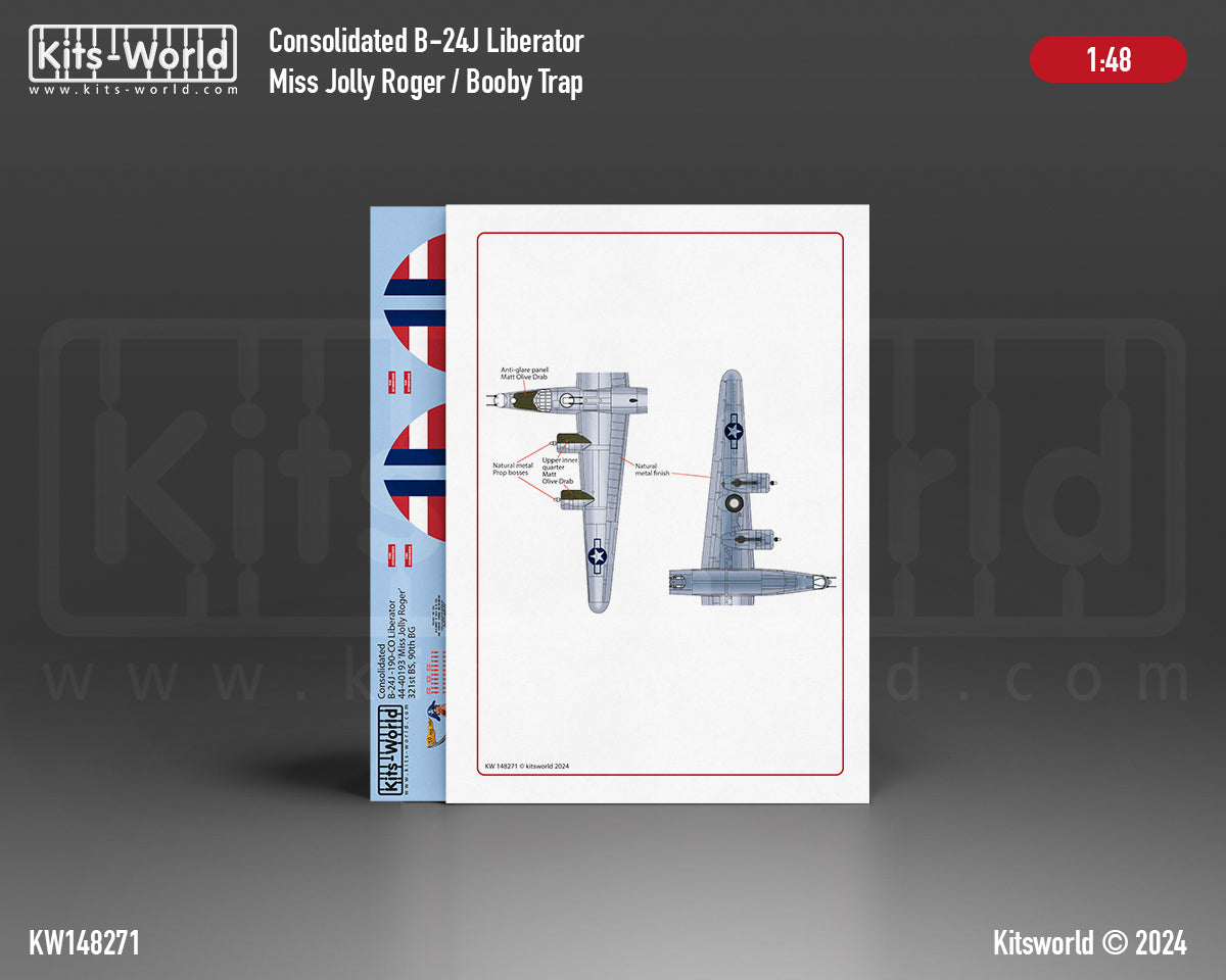 Kits-World 148271 1:48 Consolidated B-24J -190-CO Liberator 44-40193 ÃƒÆ’Ã‚Â¢ÃƒÂ¢Ã¢â‚¬Å¡Ã‚Â¬Ãƒâ€¹Ã…â€œMiss Jolly RogerÃƒÆ’Ã‚Â¢ÃƒÂ¢Ã¢â‚¬Å¡Ã‚Â¬ÃƒÂ¢Ã¢â‚¬Å¾Ã‚Â¢ 321st BS, 90th BG.Consolidated B-24J -190-CO Liberator 44-40193 ÃƒÆ’Ã‚Â¢ÃƒÂ¢Ã¢â‚¬Å¡