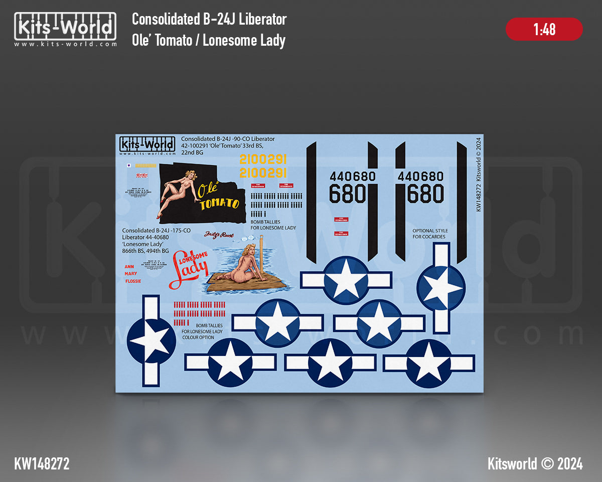 Kits-World 148272 1:48 Consolidated B-24J -90-CO Liberator