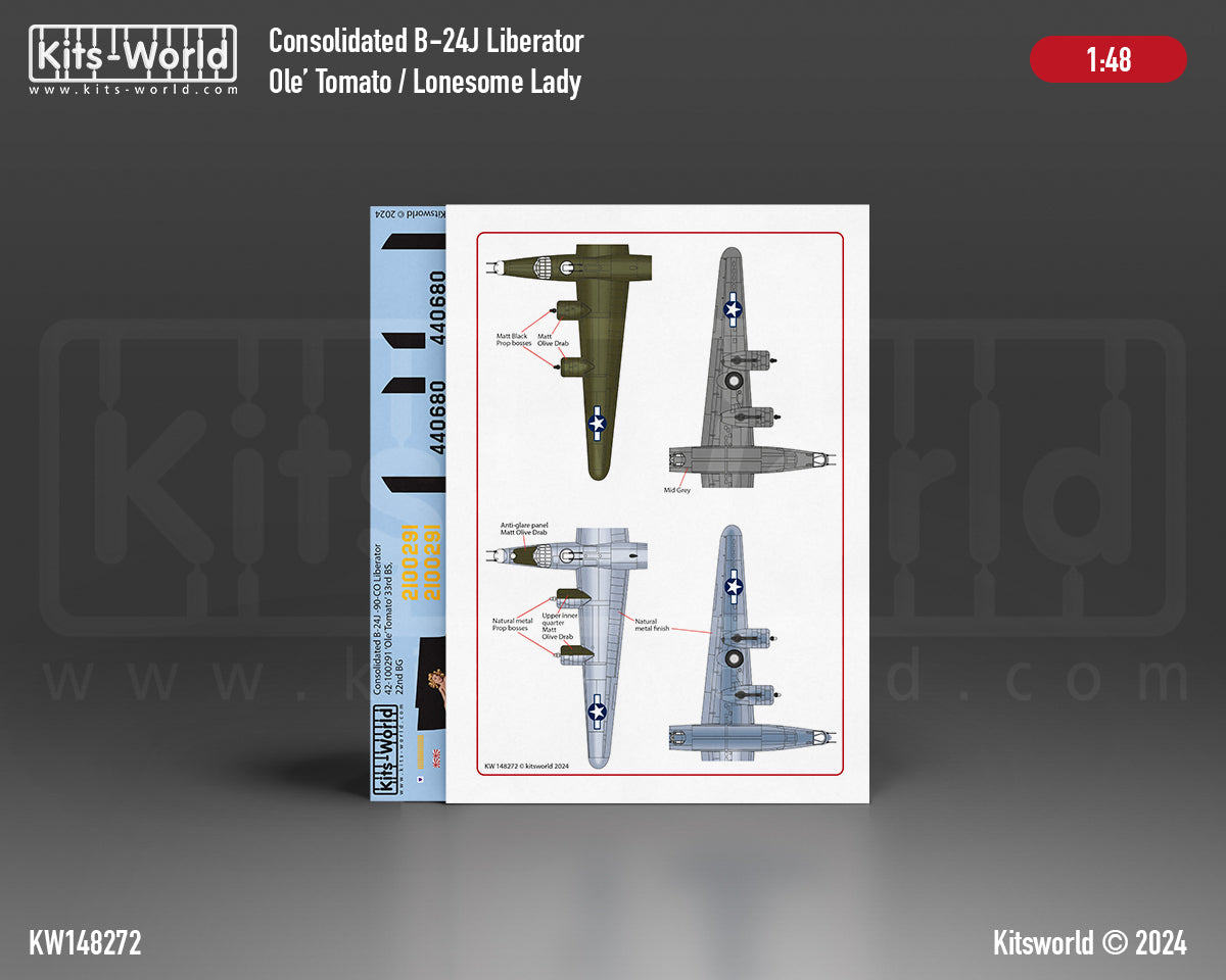Kits-World 148272 1:48 Consolidated B-24J -90-CO Liberator