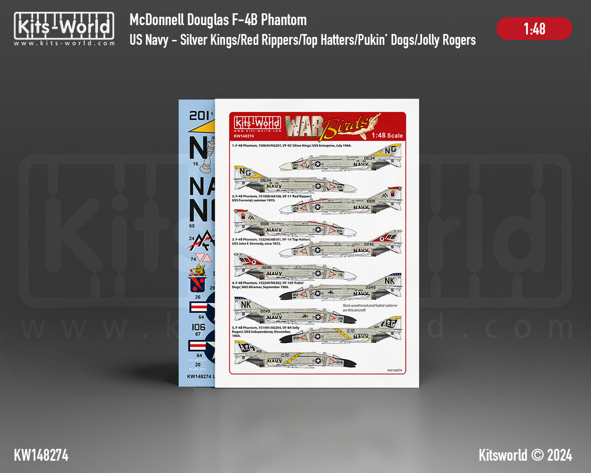 Kits-World KW148274 1:48 US Navy McDonnell F-4B Phantoms