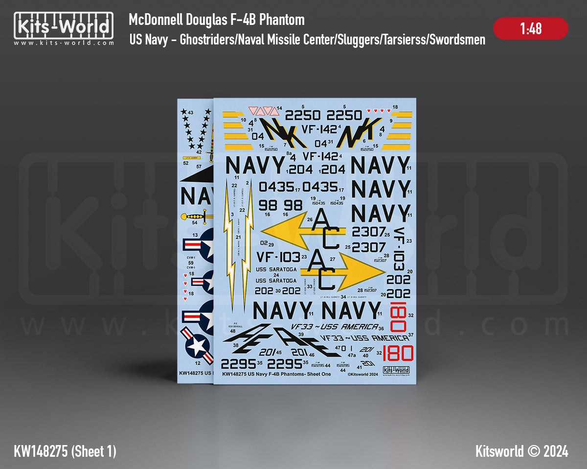 Kits-World KW148275 1:48 US Navy McDonnell F-4B Phantoms