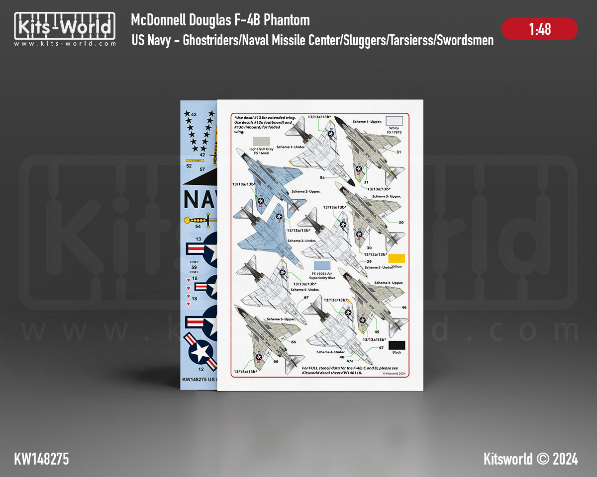 Kits-World KW148275 1:48 US Navy McDonnell F-4B Phantoms