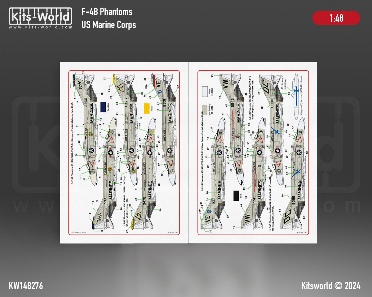 Kits-World KW148276 1:48 US Marine Corps McDonnell F-4B Phantom